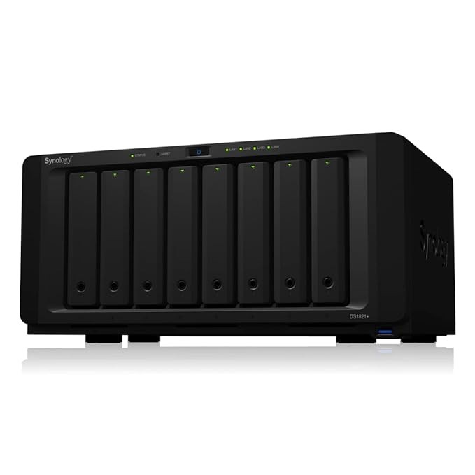 Synology DiskStation DS1821+ Network Attached Storage Drive (Black)